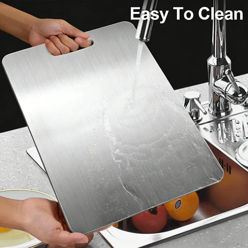 Planche à découper inox double face – 23 × 34 cm